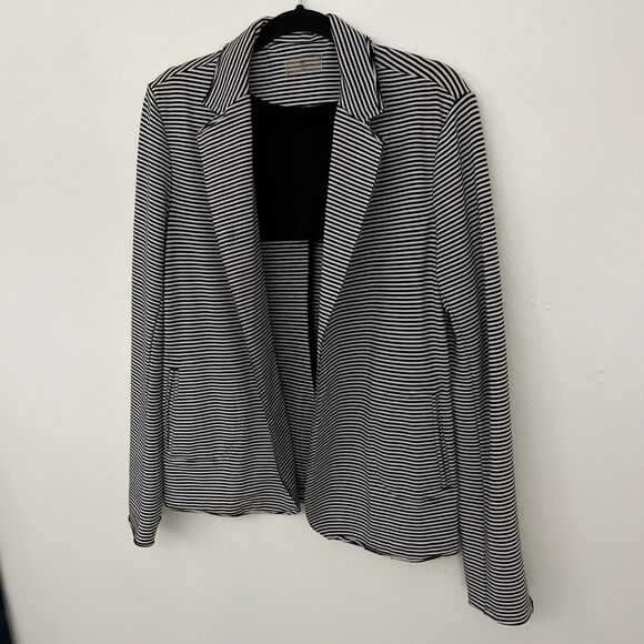 SUNDAYS Anthropologie Striped Open Jersey Blazer Cardigan, Black/White- Size 2 - Picture 3 of 11